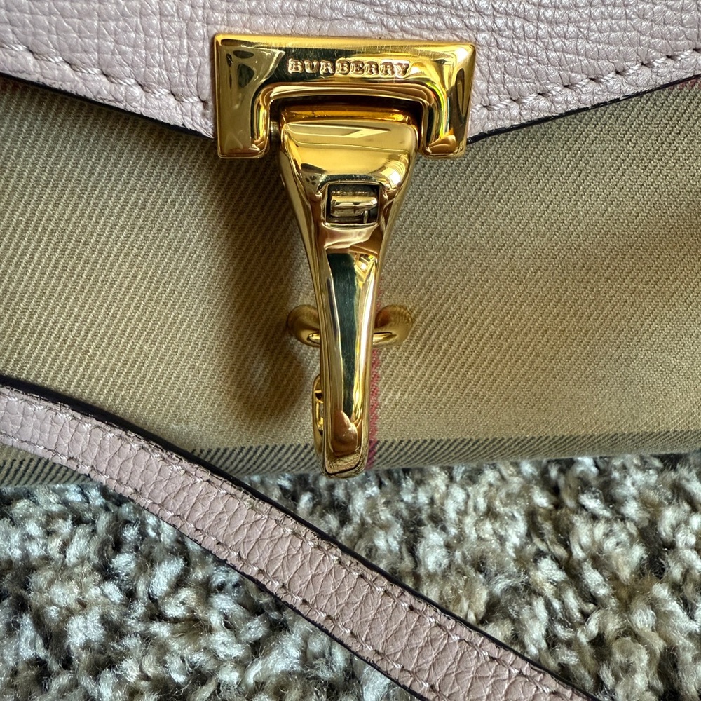 Burberry Macken Crossbody Bag Leather and House Check Canvas Small - Picture 9 of 11